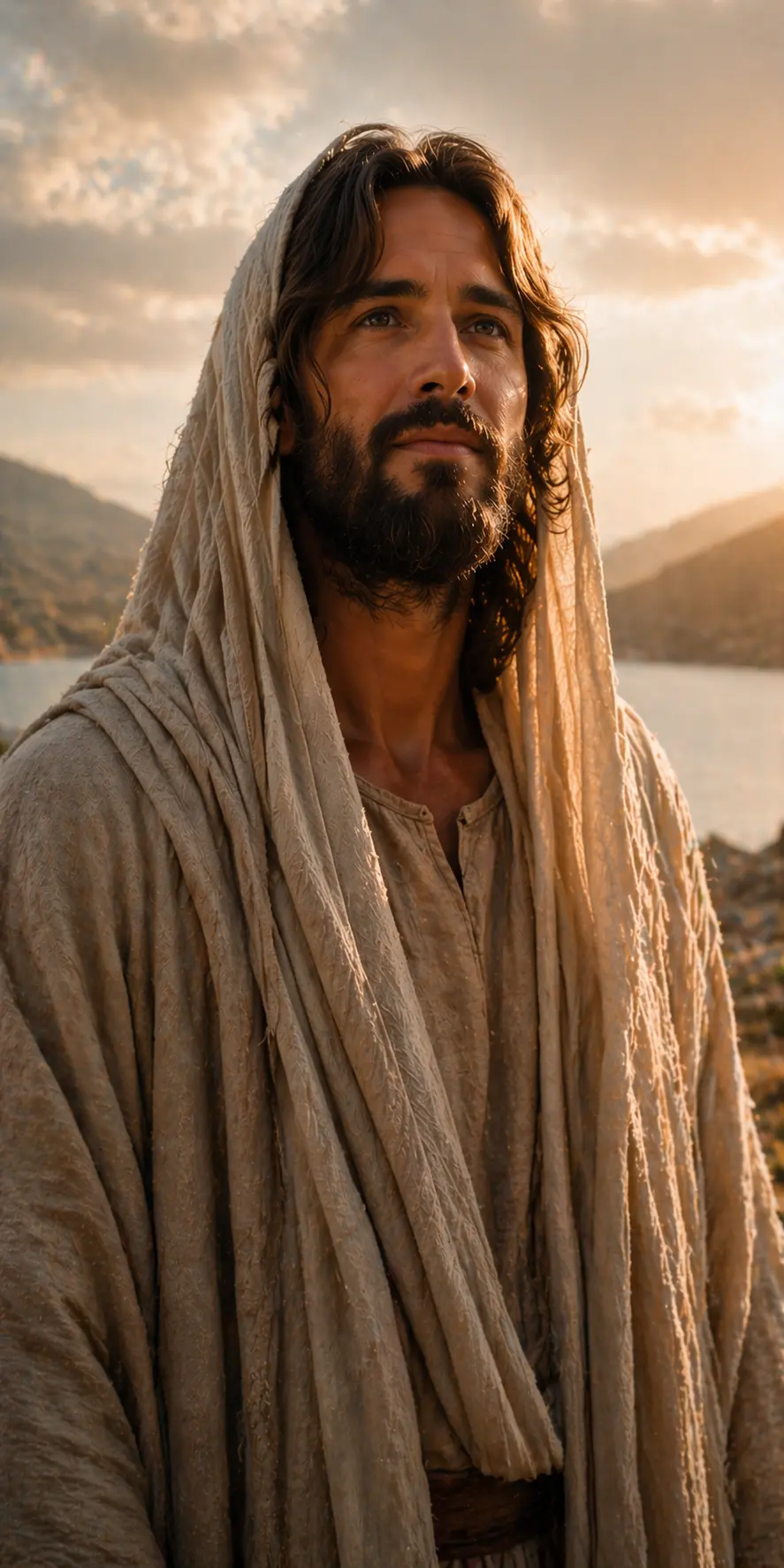 Cinematic biblical style portrait representing Christ